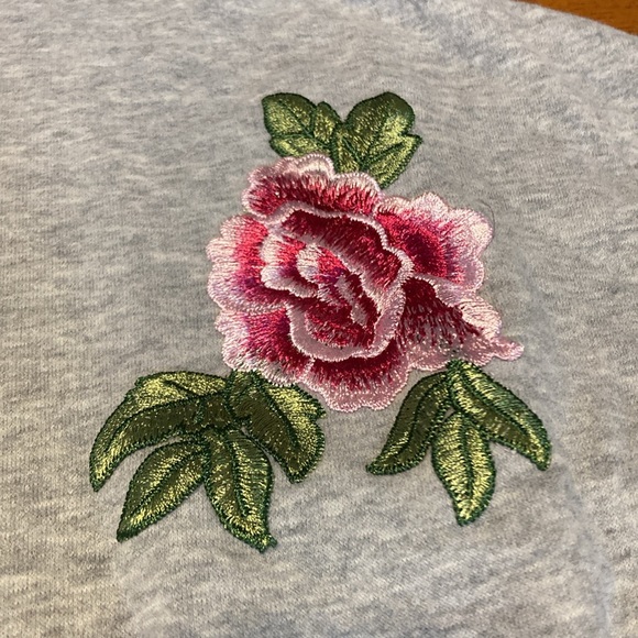 Zara Womens Size S Grey Sweatshirt Mini Dress Tunic Sweater Floral Embroidered - Picture 8 of 9